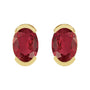 Sapphire Row Lab-Grown Gemstone Half-Bezel Oval Stud Earrings - Ruby, 14K Yellow Gold (view 2)