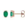 Sapphire Row Lab-Grown Gemstone Half-Bezel Oval Stud Earrings - Emerald, 14K Rose Gold
