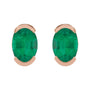 Sapphire Row Lab-Grown Gemstone Half-Bezel Oval Stud Earrings - Emerald, 14K Rose Gold (view 2)
