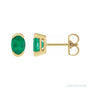 Sapphire Row Lab-Grown Gemstone Half-Bezel Oval Stud Earrings - Emerald, 14K Yellow Gold