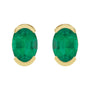 Sapphire Row Lab-Grown Gemstone Half-Bezel Oval Stud Earrings - Emerald, 14K Yellow Gold (view 2)