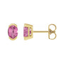 Sapphire Row Lab-Grown Gemstone Half-Bezel Oval Stud Earrings - Pink Sapphire, 14K Yellow Gold