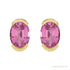 Sapphire Row Lab-Grown Gemstone Half-Bezel Oval Stud Earrings - Pink Sapphire, 14K Yellow Gold (view 2)
