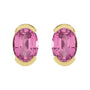 Sapphire Row Lab-Grown Gemstone Half-Bezel Oval Stud Earrings - Pink Sapphire, 14K Yellow Gold (view 2)