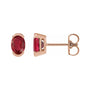 Sapphire Row Lab-Grown Gemstone Half-Bezel Oval Stud Earrings - Ruby, 14K Rose Gold