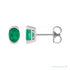 Sapphire Row Lab-Grown Gemstone Half-Bezel Oval Stud Earrings - Emerald, Platinum