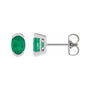 Sapphire Row Lab-Grown Gemstone Half-Bezel Oval Stud Earrings - Emerald, Platinum