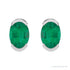 Sapphire Row Lab-Grown Gemstone Half-Bezel Oval Stud Earrings - Emerald, Platinum (view 2)