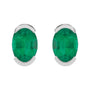 Sapphire Row Lab-Grown Gemstone Half-Bezel Oval Stud Earrings - Emerald, Platinum (view 2)