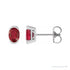 Sapphire Row Lab-Grown Gemstone Half-Bezel Oval Stud Earrings - Ruby, Platinum