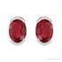 Sapphire Row Lab-Grown Gemstone Half-Bezel Oval Stud Earrings - Ruby, Platinum (view 2)