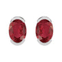 Sapphire Row Lab-Grown Gemstone Half-Bezel Oval Stud Earrings - Ruby, Platinum (view 2)
