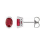 Sapphire Row Lab-Grown Gemstone Half-Bezel Oval Stud Earrings - Ruby, 14K White Gold