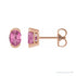 Sapphire Row Lab-Grown Gemstone Half-Bezel Oval Stud Earrings - Pink Sapphire, 14K Rose Gold