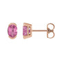 Sapphire Row Lab-Grown Gemstone Half-Bezel Oval Stud Earrings - Pink Sapphire, 14K Rose Gold