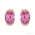 Sapphire Row Lab-Grown Gemstone Half-Bezel Oval Stud Earrings - Pink Sapphire, 14K Rose Gold (view 2)