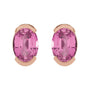 Sapphire Row Lab-Grown Gemstone Half-Bezel Oval Stud Earrings - Pink Sapphire, 14K Rose Gold (view 2)