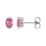 Sapphire Row Lab-Grown Gemstone Half-Bezel Oval Stud Earrings - Pink Sapphire, 14K White Gold
