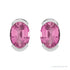 Sapphire Row Lab-Grown Gemstone Half-Bezel Oval Stud Earrings - Pink Sapphire, Platinum (view 2)
