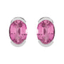 Sapphire Row Lab-Grown Gemstone Half-Bezel Oval Stud Earrings - Pink Sapphire, Platinum (view 2)