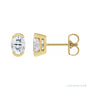 Sapphire Row Lab-Grown Moissanite Half-Bezel Oval Stud Earrings - 14K Yellow Gold