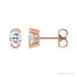 Sapphire Row Lab-Grown Moissanite Half-Bezel Oval Stud Earrings - 14K Rose Gold
