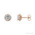 Sapphire Row Natural Diamond Halo Stud Earrings - 14K Rose Gold