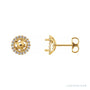 Sapphire Row Natural Diamond Halo Stud Earrings - 14K Yellow Gold