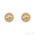Sapphire Row Natural Diamond Halo Stud Earrings - 14K Yellow Gold (view 2)