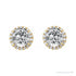 Sapphire Row Natural Diamond Halo Stud Earrings - 14K Yellow Gold (view 2)