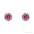 Sapphire Row Natural Gemstone Halo Stud Earrings - Pink Tourmaline, 14K White Gold (view 2)