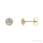 Sapphire Row Natural Gemstone Halo Stud Earrings - White Sapphire, 14K Yellow Gold