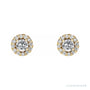 Sapphire Row Natural Gemstone Halo Stud Earrings - White Sapphire, 14K Yellow Gold (view 2)