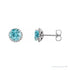 Sapphire Row Natural Gemstone Halo Stud Earrings - Blue Zircon, Platinum