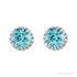Sapphire Row Natural Gemstone Halo Stud Earrings - Blue Zircon, Platinum (view 2)