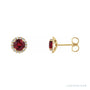 Sapphire Row Natural Gemstone Halo Stud Earrings - Ruby, 14K Yellow Gold