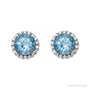Sapphire Row Natural Gemstone Halo Stud Earrings - Aquamarine, 14K White Gold (view 2)