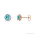 Sapphire Row Natural Gemstone Halo Stud Earrings - Blue Zircon, 14K Rose Gold