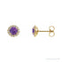 Sapphire Row Natural Gemstone Halo Stud Earrings - Amethyst, 14K Yellow Gold, 4.5 mm