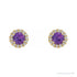 Sapphire Row Natural Gemstone Halo Stud Earrings - Amethyst, 14K Yellow Gold, 4.5 mm (view 2)