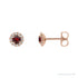 Sapphire Row Natural Gemstone Halo Stud Earrings - Mozambique Garnet, 14K Rose Gold