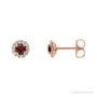 Sapphire Row Natural Gemstone Halo Stud Earrings - Mozambique Garnet, 14K Rose Gold