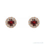 Sapphire Row Natural Gemstone Halo Stud Earrings - Mozambique Garnet, 14K Rose Gold (view 2)