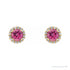 Sapphire Row Natural Gemstone Halo Stud Earrings - Pink Tourmaline, 14K Yellow Gold (view 2)