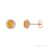 Sapphire Row Natural Gemstone Halo Stud Earrings - Citrine, 14K Rose Gold