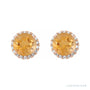 Sapphire Row Natural Gemstone Halo Stud Earrings - Citrine, 14K Rose Gold (view 2)