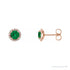 Sapphire Row Natural Gemstone Halo Stud Earrings - Emerald, 14K Rose Gold