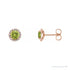 Sapphire Row Natural Gemstone Halo Stud Earrings - Peridot, 14K Rose Gold