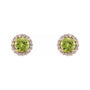 Sapphire Row Natural Gemstone Halo Stud Earrings - Peridot, 14K Rose Gold (view 2)