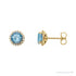 Sapphire Row Natural Gemstone Halo Stud Earrings - Aquamarine, 14K Yellow Gold